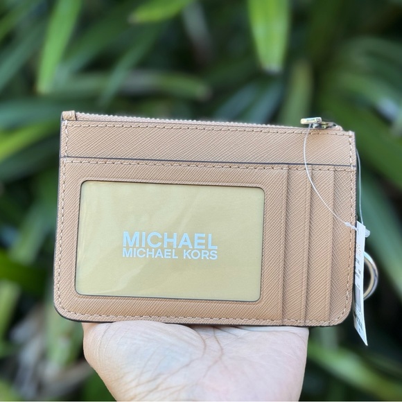 Michael Kors Jet Set Travel Coin ID Key Fob Wallet Peanut